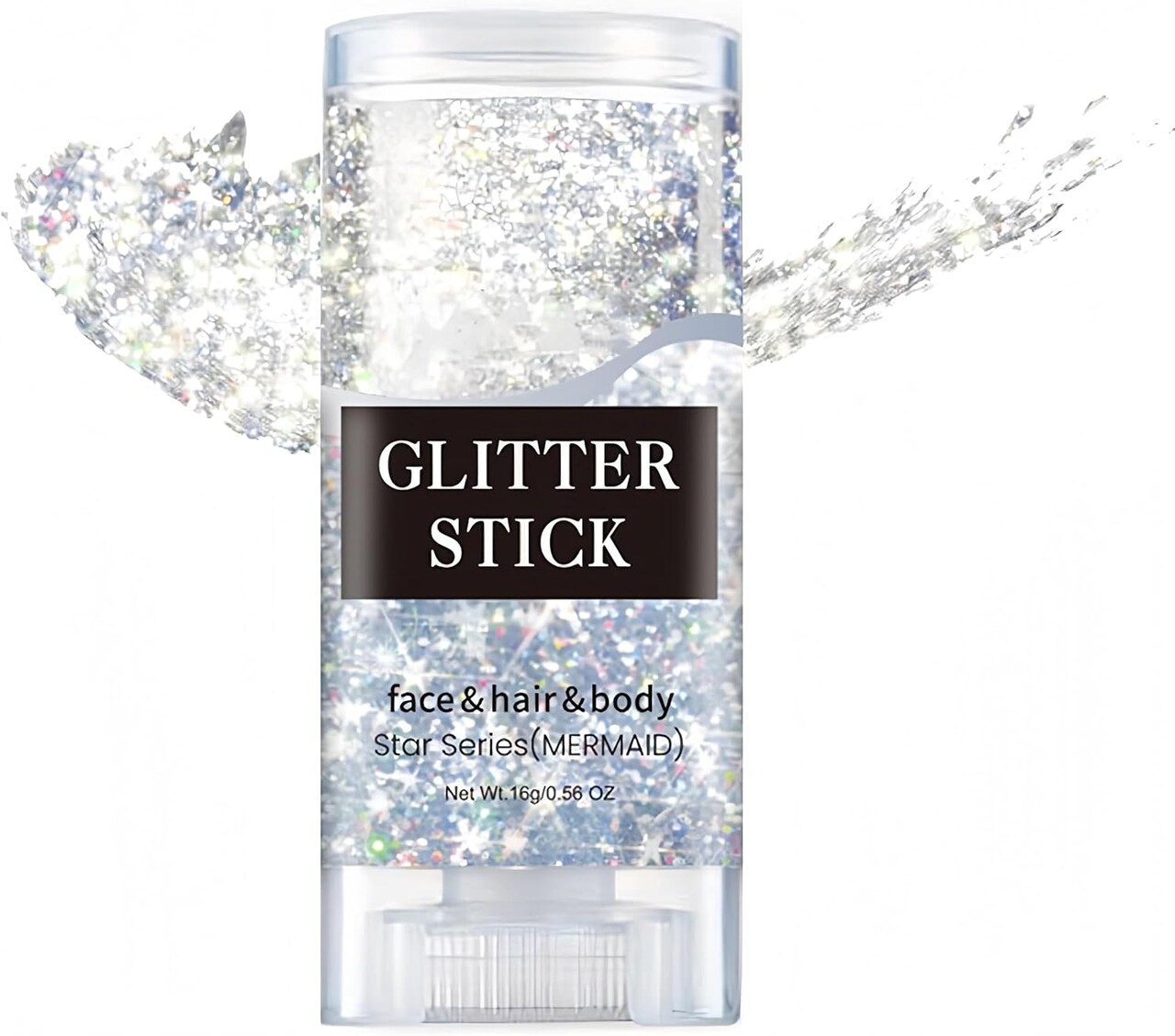 11-Color Holographic Mermaid Glitter Stick – Chunky Face & Body Glitter Gel for Hair, Eyes, Lips | Music Festival, Concert, Rave & Party Makeup